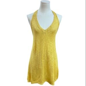 M Shion Yellow Knit Halter Top & Shorts Set Summer Resort Wear Two Piece M